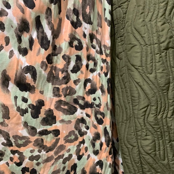 Calme Johnny Was Ava XXL Olive Green Quilted Robe Coat Lining Tie Waist Pockets - Picture 5 of 8